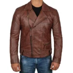 Men's Dark Brown Quilted Biker Vintage Leather Jacket