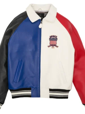 Color Block Avirex USA Icon Leather Jacket