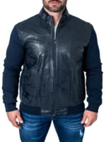 Mens Glamorous Blue Leather Jacket