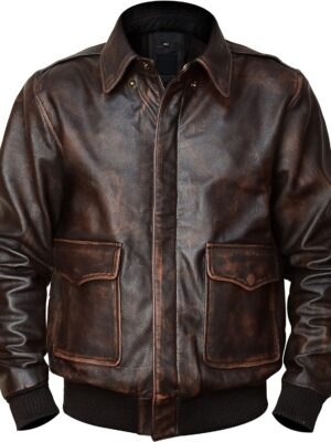 Men's A2 Flight Pilot Aviator Air Force Distressed Brown Jacket