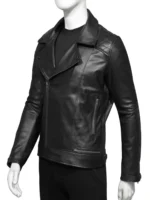 Mens Body Fit Quilted Black Biker Jacket