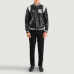 Liberte New York Black Leather Varsity Jacket