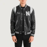 Liberte New York Black Leather Varsity Jacket