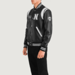 Liberte New York Black Leather Varsity Jacket