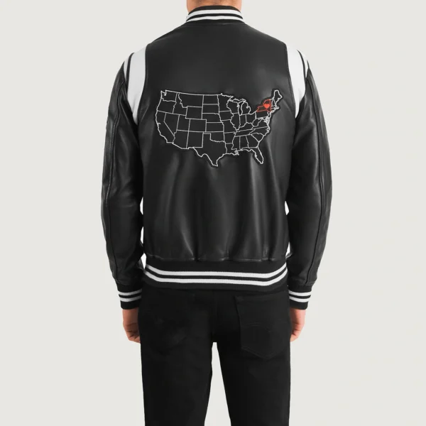 Liberte New York Black Leather Varsity Jacket