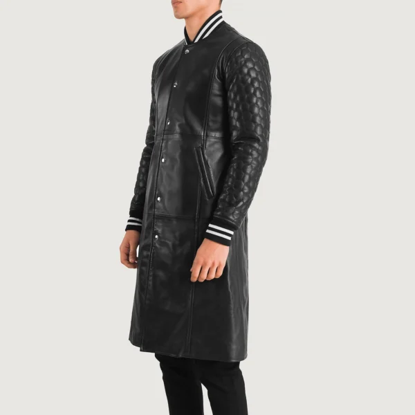 Wilde Black Leather Varsity Coat