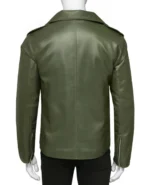 Mens Olive Green Moto Leather Jacket