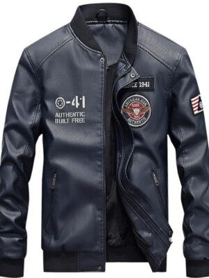 Men's Flygo Moto Bomber Leather Jacket