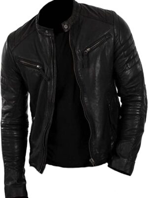 SleekHides Men's Fashion Real Leather Biker Jacket