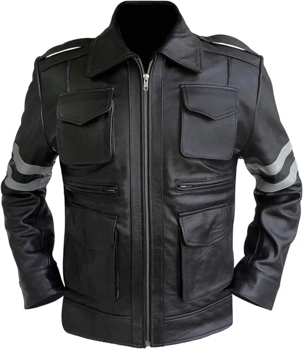 Mens Gamer Classic Six Pockets Leather Jacket